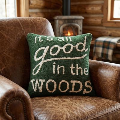 Rustic Lodge Good in the Woods Hook Pillow