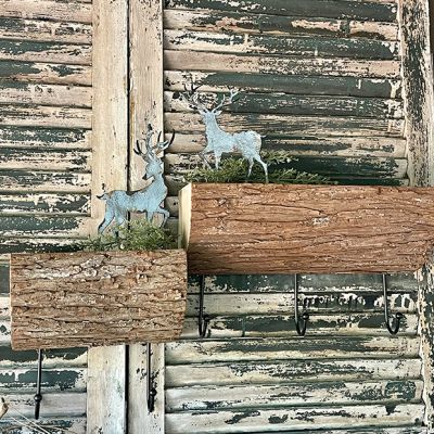 Rustic Log Shelf With Hooks