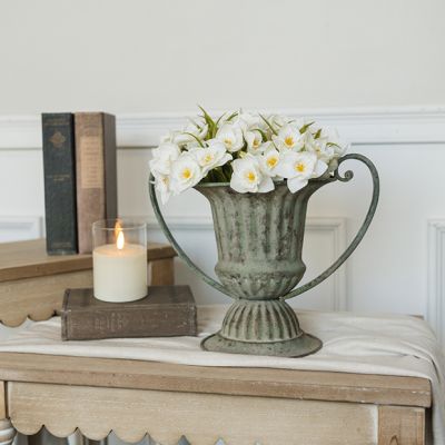 Rustic Metal Double Handle Urn Vase