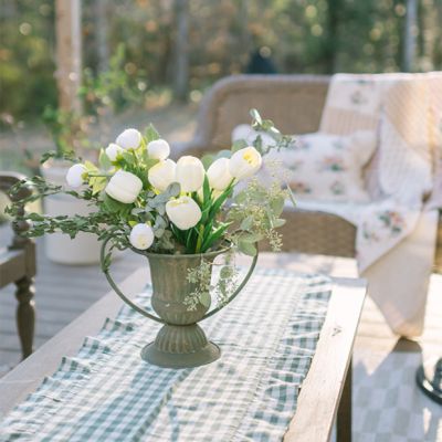 Rustic Metal Double Handle Urn Vase