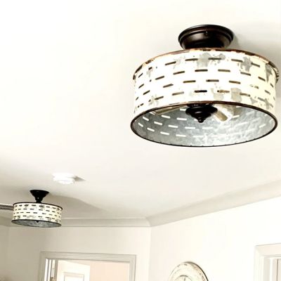 Rustic Metal Farmhouse Flush Mount Light