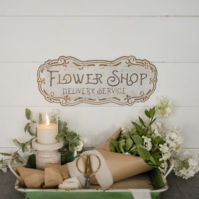 Rustic Metal Flower Shop Sign Set of 2