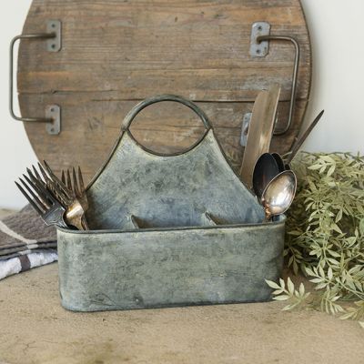 Rustic Metal Table Caddy With Handle