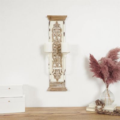 Rustic Ornate Wall Sconce Pillar Candle Holder