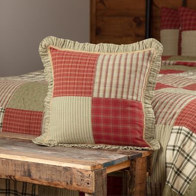 Rustic Patchwork Ruffled Throw Pillow