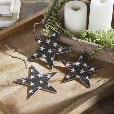 Rustic Patriotic Star Ornament Set of 6