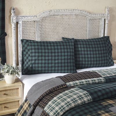 Rustic Pine and Black Plaid Pillow Case Set of 2