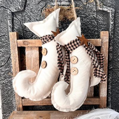 Rustic Primitive Hanging Halloween Witch Boots