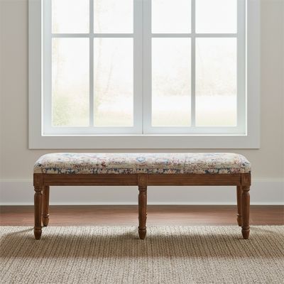 Rustic Print Upholstered Bench Seat