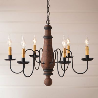 Rustic Pumpkin and Black Wood Chandelier
