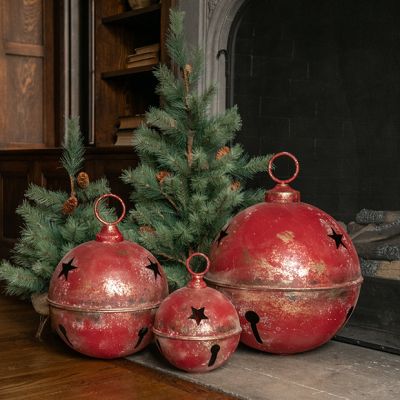 Rustic Red Sleigh Bell with Stars