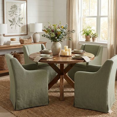 Rustic Round Cross Base Dining Table | SHIPS FREE