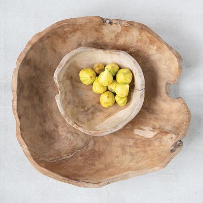 Rustic Teak Wood Serving Bowl