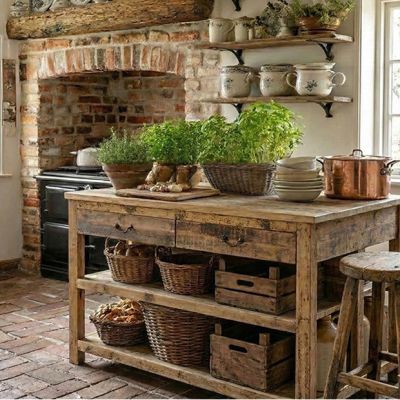 Rustic Timber Rectangle Island