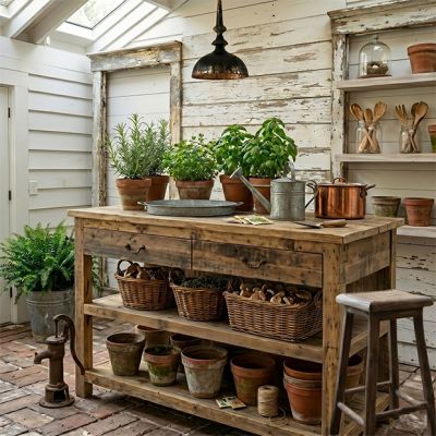 Rustic Timber Rectangle Island