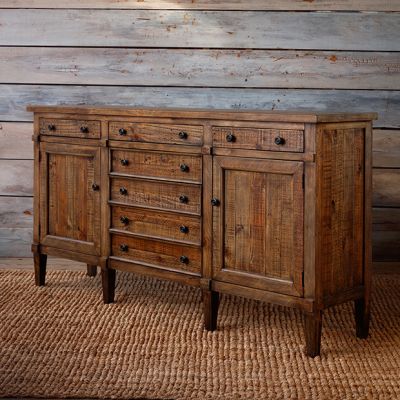 Rustic Walnut Finish Sideboard