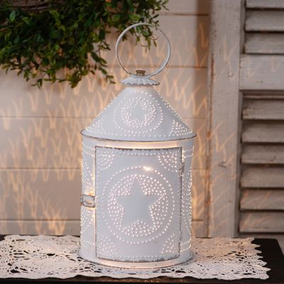 Rustic White Americana Farmhouse Lantern