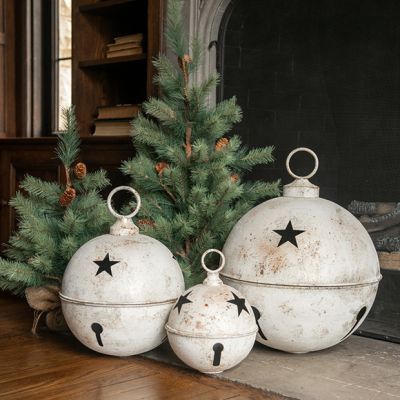 Rustic White Sleigh Bell with Stars
