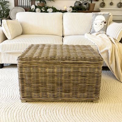 Rustic Wicker Storage Trunk