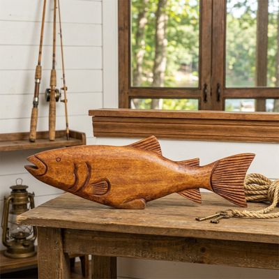 Rustic Wood Carved Fish Figure