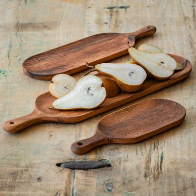 Rustic Wooden Paddle Serving Board Set of 3
