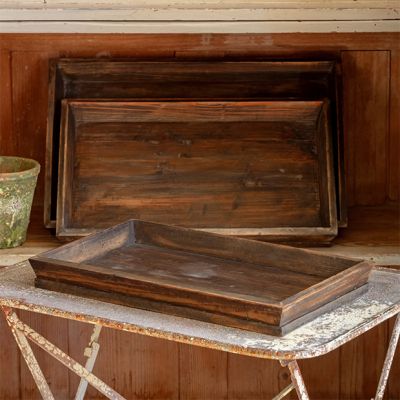 Rustic Wooden Tray Set of 3