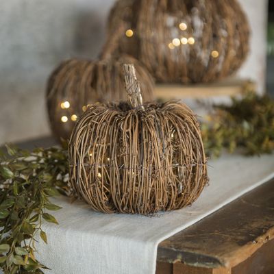 Rustic Woodland Lighted Pumpkin