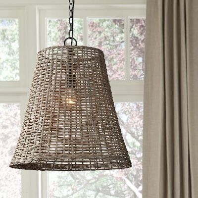 Rustic Woven Basket Pendant Light