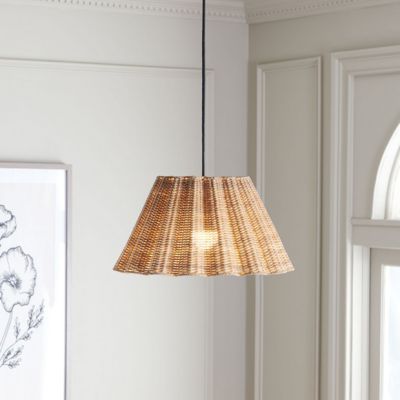 Rustic Woven Cane Pendant Light