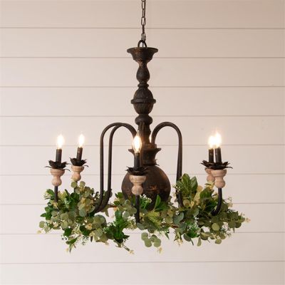 Rusty Black 6 Arm Candlestick Chandelier