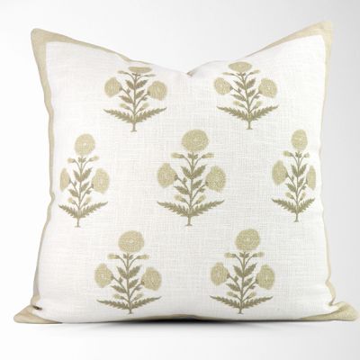 Sage Floral Print Accent Pillow Cover