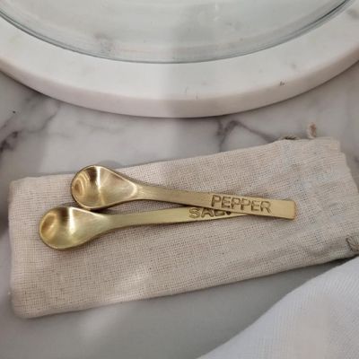 Salt and Pepper Brass Spoon Set of 2