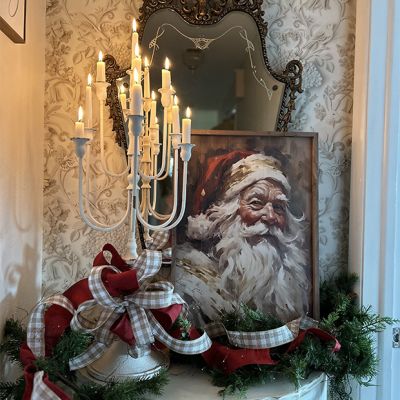 Santa in Red with Gold Framed Wall Decor