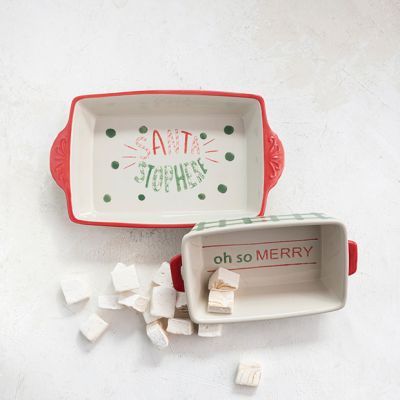 Santa Stop Here Stoneware Baker