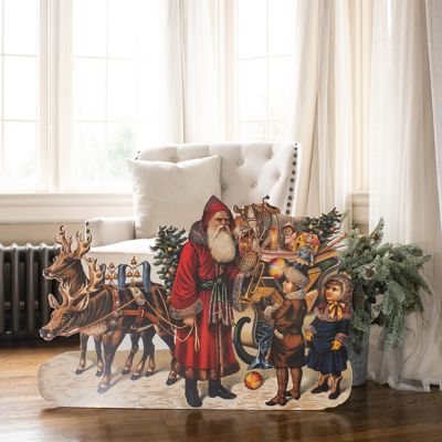Santa With Toy Packed Sleigh Vintage Inspired Dummy Board 40 inch