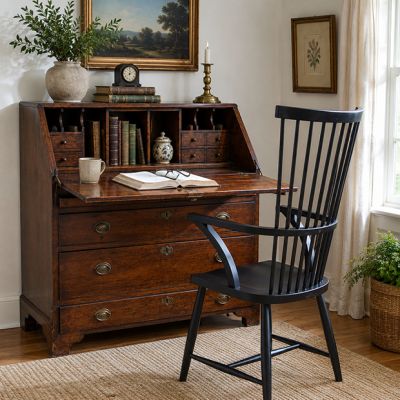 Satin Black Modern Windsor Armchair