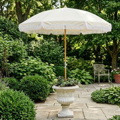 Scalloped Edge Beach Umbrella Ivory