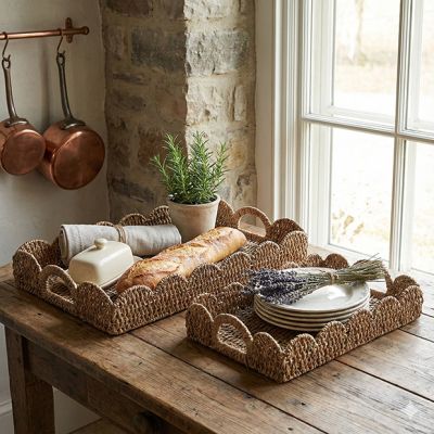 Scalloped Edge Braided Tray Set of 2