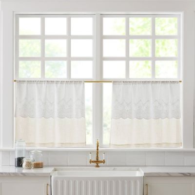 Scalloped Edge Eyelet Tier Panel Set of 2