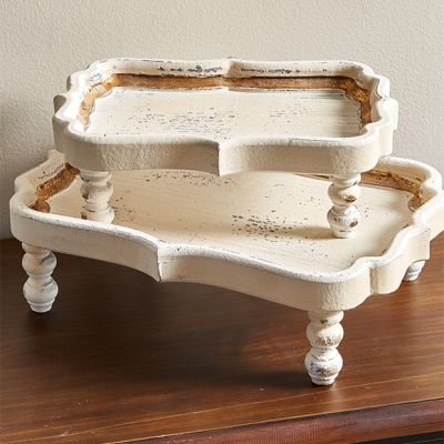 Scalloped Edge Footed Tray Set of 2