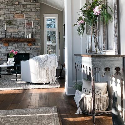 Scalloped Edge Metal Table With Wood Top