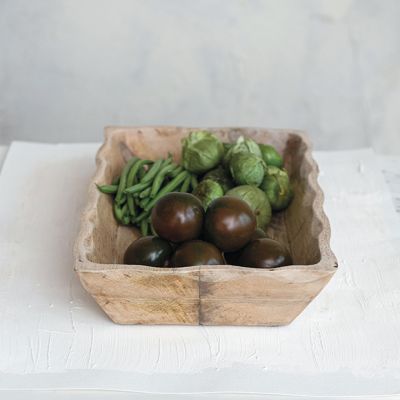 Scalloped Edge Rectangle Wood Tray