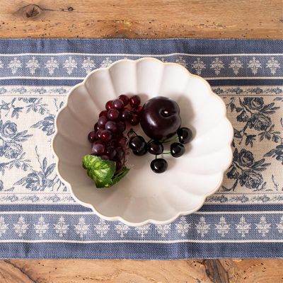 Scalloped Edge Stoneware Serving Bowl