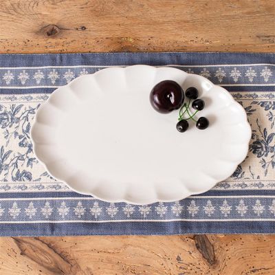 Scalloped Edge Stoneware Serving Platter