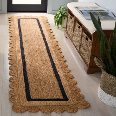 Scalloped Jute Natural/Black Area Rug
