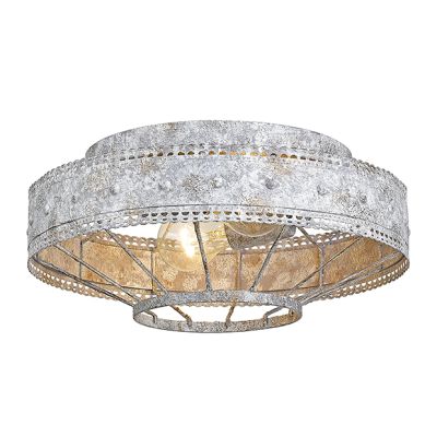 Scalloped Metal Work Flush Mount Light In Oyster