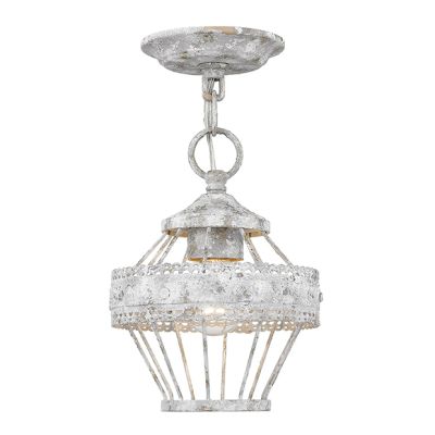 Scalloped Metal Work Single Semi Flush Light In Oyster