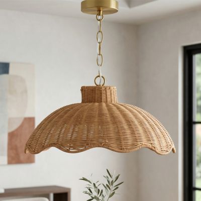 Scalloped Natural Rattan Pendant Lighting