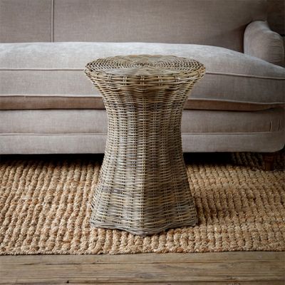 Scalloped Rattan Side Table
