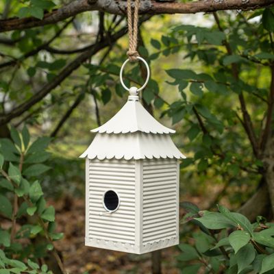 Scalloped Roof Hanging Metal Birdhouse